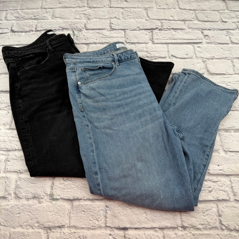 Loft The Curvy Slim Jeans 2 Pair Bundle Black Blue Womens Size 16 33 High Rise